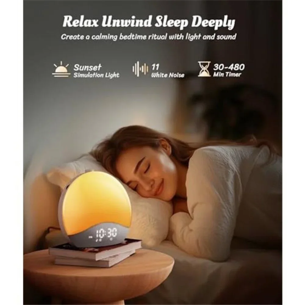 Sunrise Alarm Clock White Noise Sound Machine Bluetooth Night Light